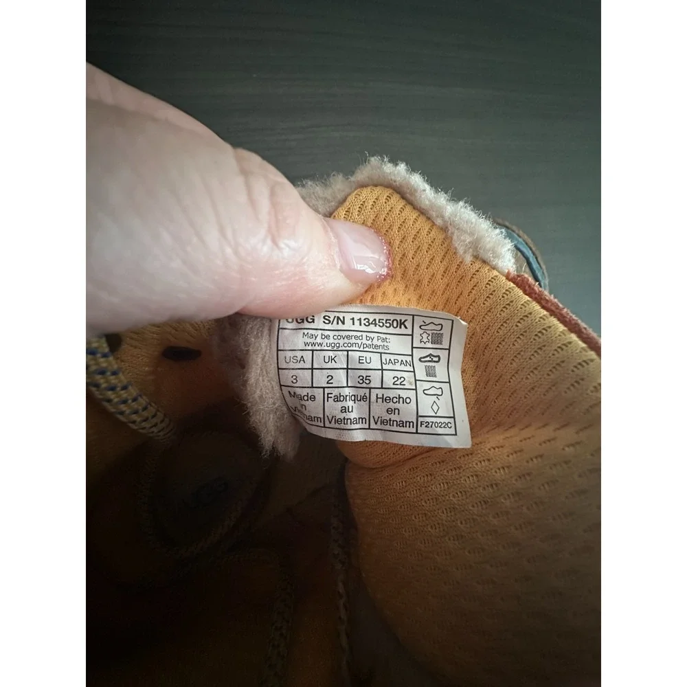 UGG Highland Hi Heritage Kids Boots Sz 3 Suede Sherpa Gorpcore‎ Hiker Trail